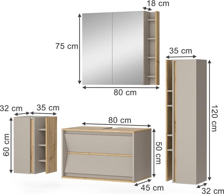 Produktbild Vicco Badmöbel-Set Edelin, Cashmere/Artisan, 4 Teile
