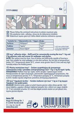 Image du produit tesa Powerstrips pour papier peint & plâtre, 1kg de maintien, 6x bandes adhésives double face