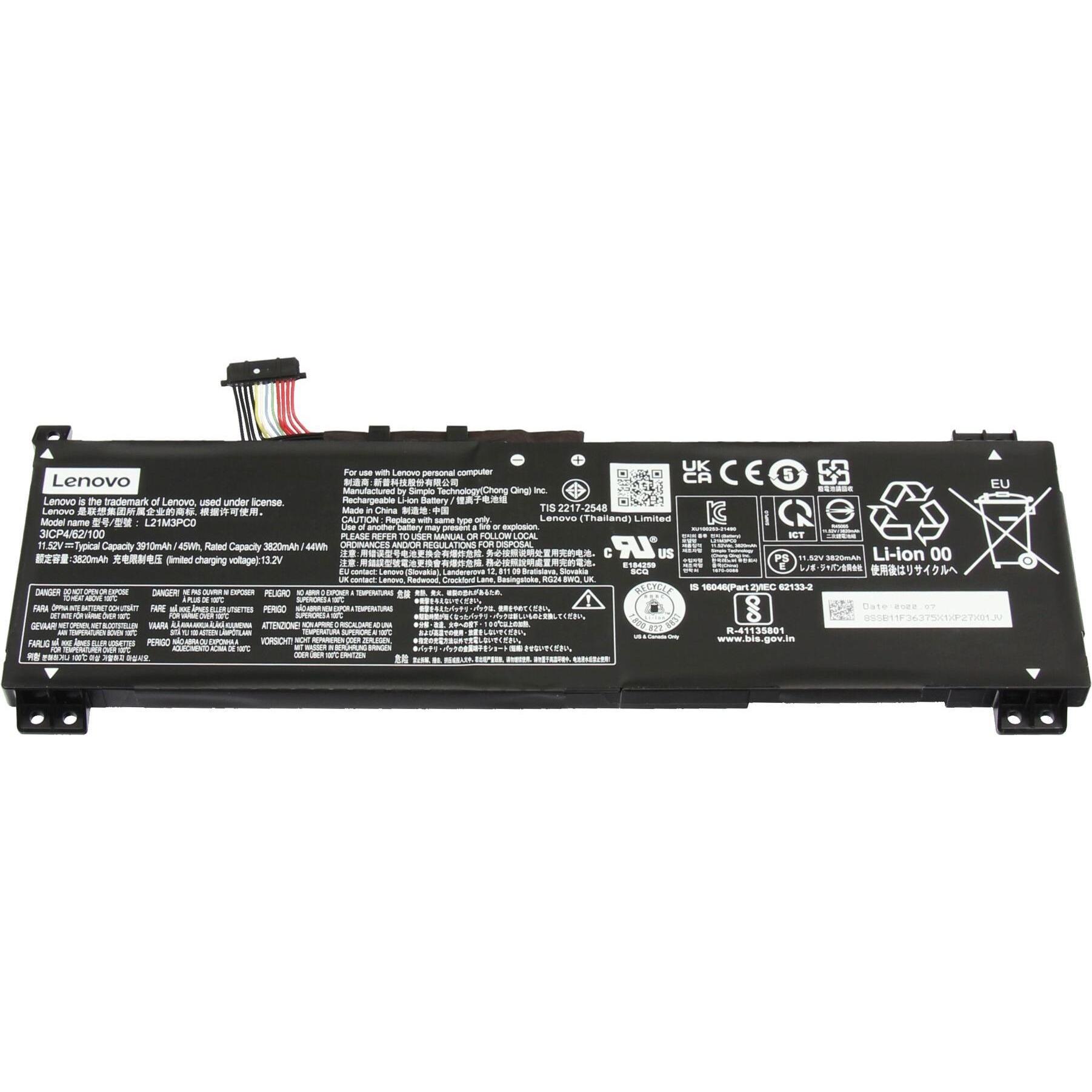 Lenovo L21C3PC0 (3 Zellen, 3910 mAh), Notebook Akku