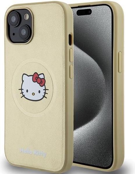 Actual product image Hello Kitty HKHMP15SPGHCKD iPhone 15 6.1" złoty/gold hardcase Leather Kitty Head MagSafe (Apple iPhone 15)