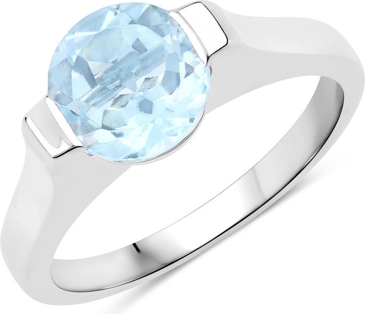 Immagine prodotto Xen Anello con topazio blu solitario in argento 925 placcato in rodio (56, 925 Argento)