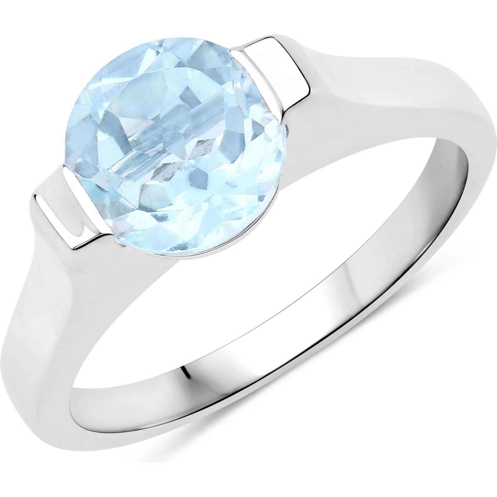 Xen, Ring, Ring mit Blautopas Solitär 925 Sterlingsilber rhodiniert, (54, 925 Silber)