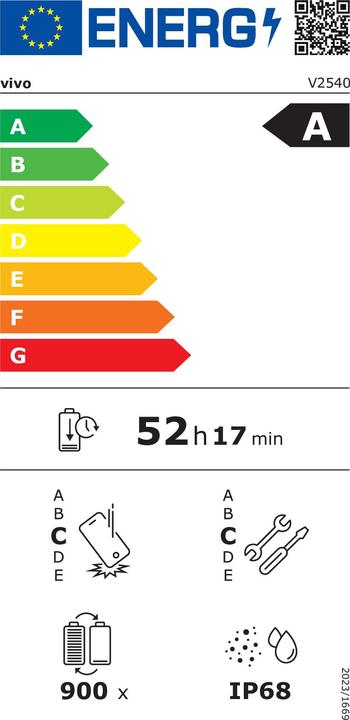 Energy Label Vivo V70 5G AUTHENTIC BLACK 8+512GB (512 GB, Authentic Black, Black, 6.59", Dual SIM, 5G)