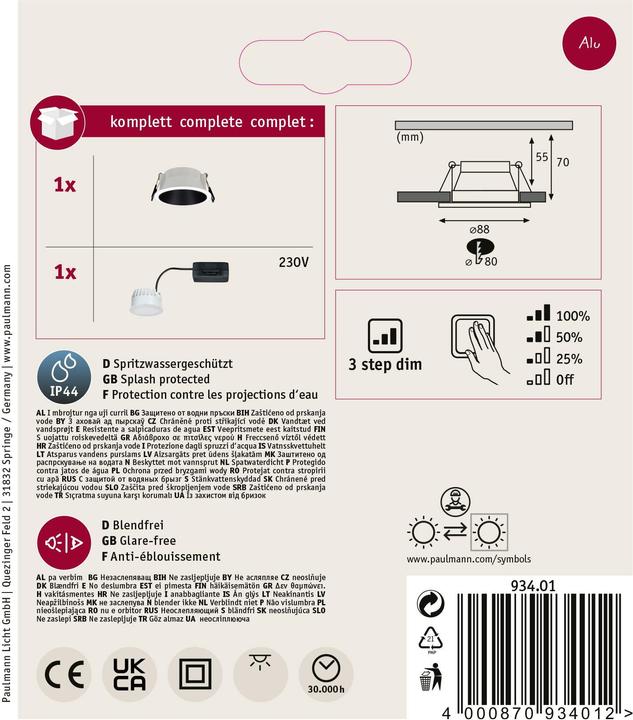 Produktbild Paulmann Einbauleuchte Cole Set (460 lm)