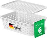 Actual product image Novaliv 6er Set Aufbewahrungsboxen mit Deckel Mini 1L Korb Weiss in Rattan Design Lebensmittelecht Au (1 l)