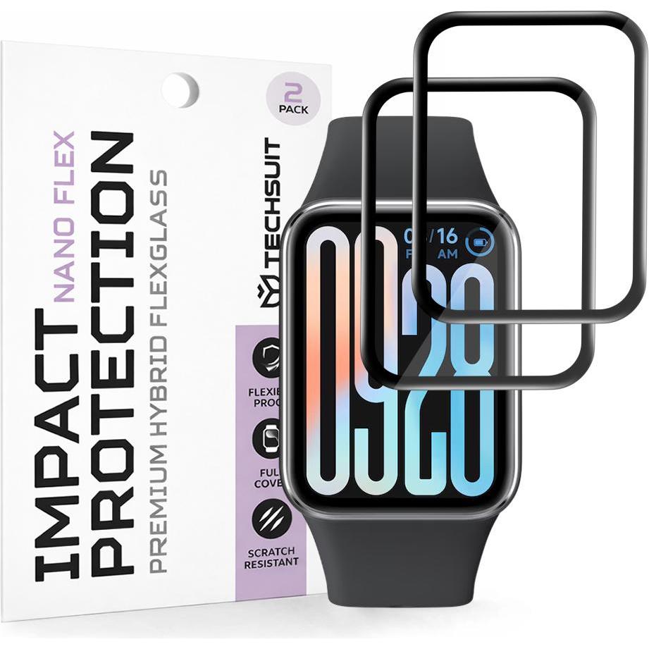 Techsuit - Nano Flex (2 pack) - Xiaomi Smart Band 9 Pro - Black, Accessori per smartwatch, Nero