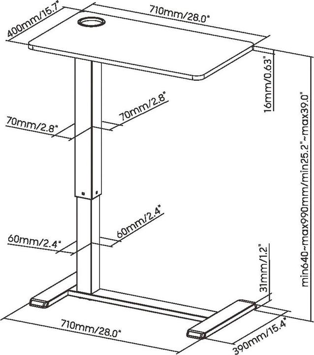 Produktbild Roline Beistelltisch, Gasdruckfeder