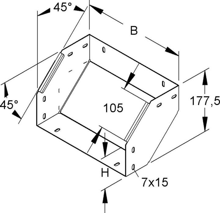 Actual product image Niedax RSDU 100.100-1.5S OV Universal riser 2x45° 100x100mm (10 cm)