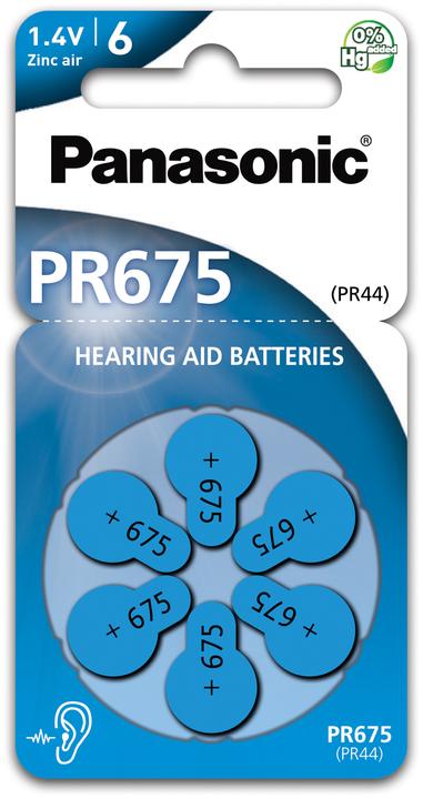 Actual product image Panasonic PR 675 Hearing Aid Cells Zinc Air Wheel of 6 (6 pcs., PR44, 605 mAh)