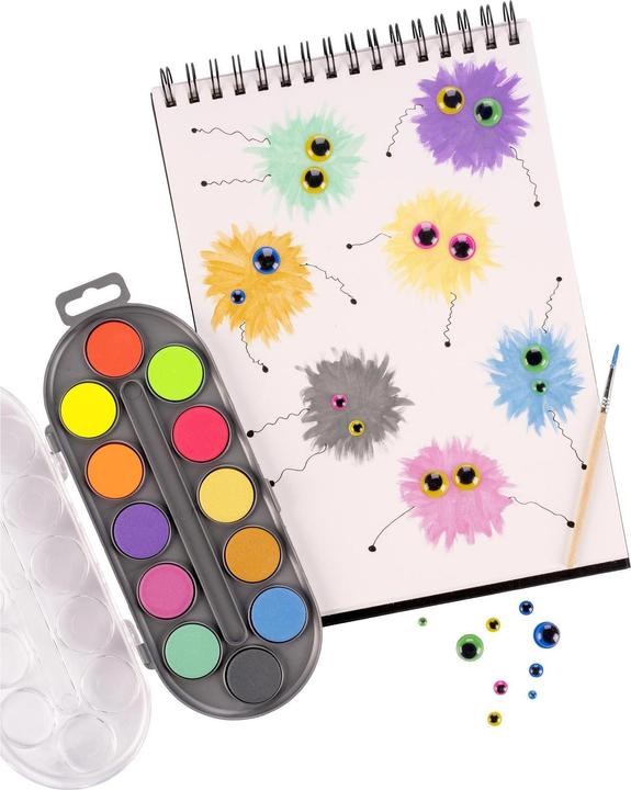 Actual product image Bruynzeel Watercolor Metallic/Neon Set of 12, Multicolor (Orange, Lilac, Multicoloured, Violet, Red)