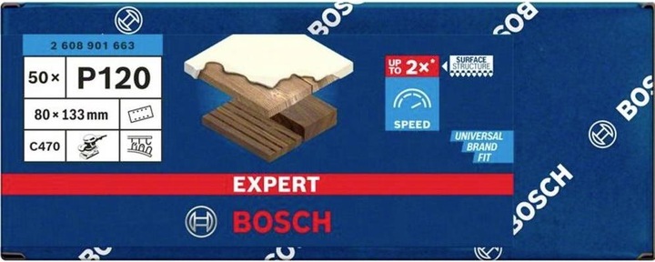 Produktbild Bosch Professional Zubehör EXPERT C470 Schleifpapier, 80 x 133 mm, G 120, 50 Stück (120)