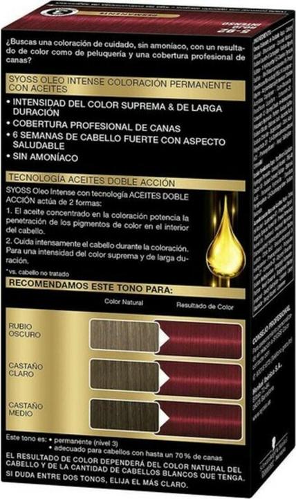 Actual product image Syoss OLIO INTENSE ink sin amoniaco #5.92-rojo intenso 5 pz (5-92)