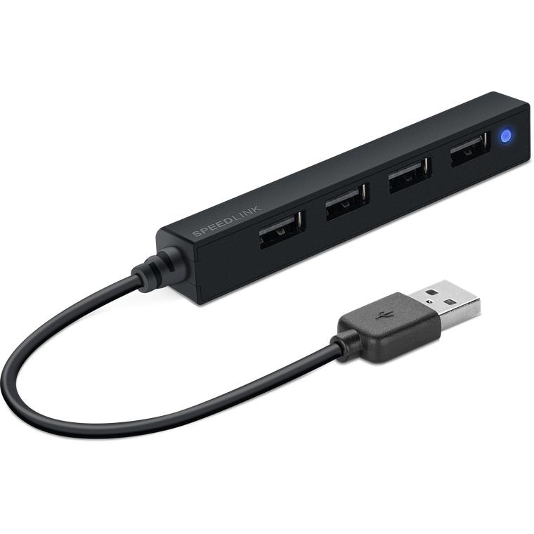 Speedlink Snappy Slim (USB-A, 4 Ports), Dockingstation + USB Hub, Schwarz
