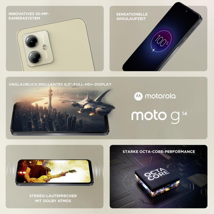 Actual product image Motorola Moto G14 (128 GB, Butter Cream, 6.50", Dual SIM, 50 Mpx, 4G)