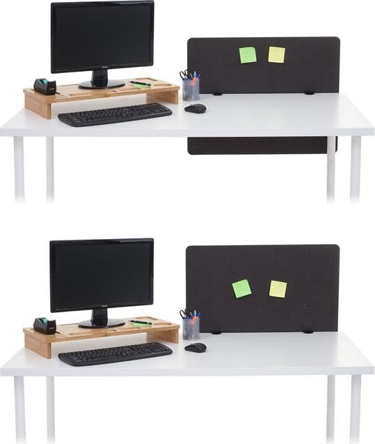 Image du produit Mendler Cloison acoustique de bureau, cloison d'intimité de bureau, double paroi tissu/textile - 75x60cm