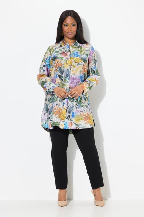 Produktbild Ulla Popken Longbluse, Modalmix, Hemdkragen, Langarm (60)