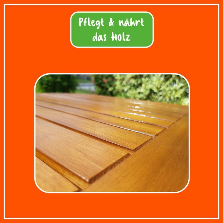 Actual product image Poliboy 2x 500ml Teak Öl dunkel + Baumwolltuch (Darkness, 1 l)