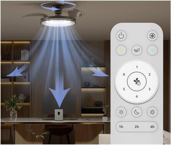Image du produit Philips Ventilateur de Plafond Atlas avec Pales Rétractables et Éclairage LED (50 dB)