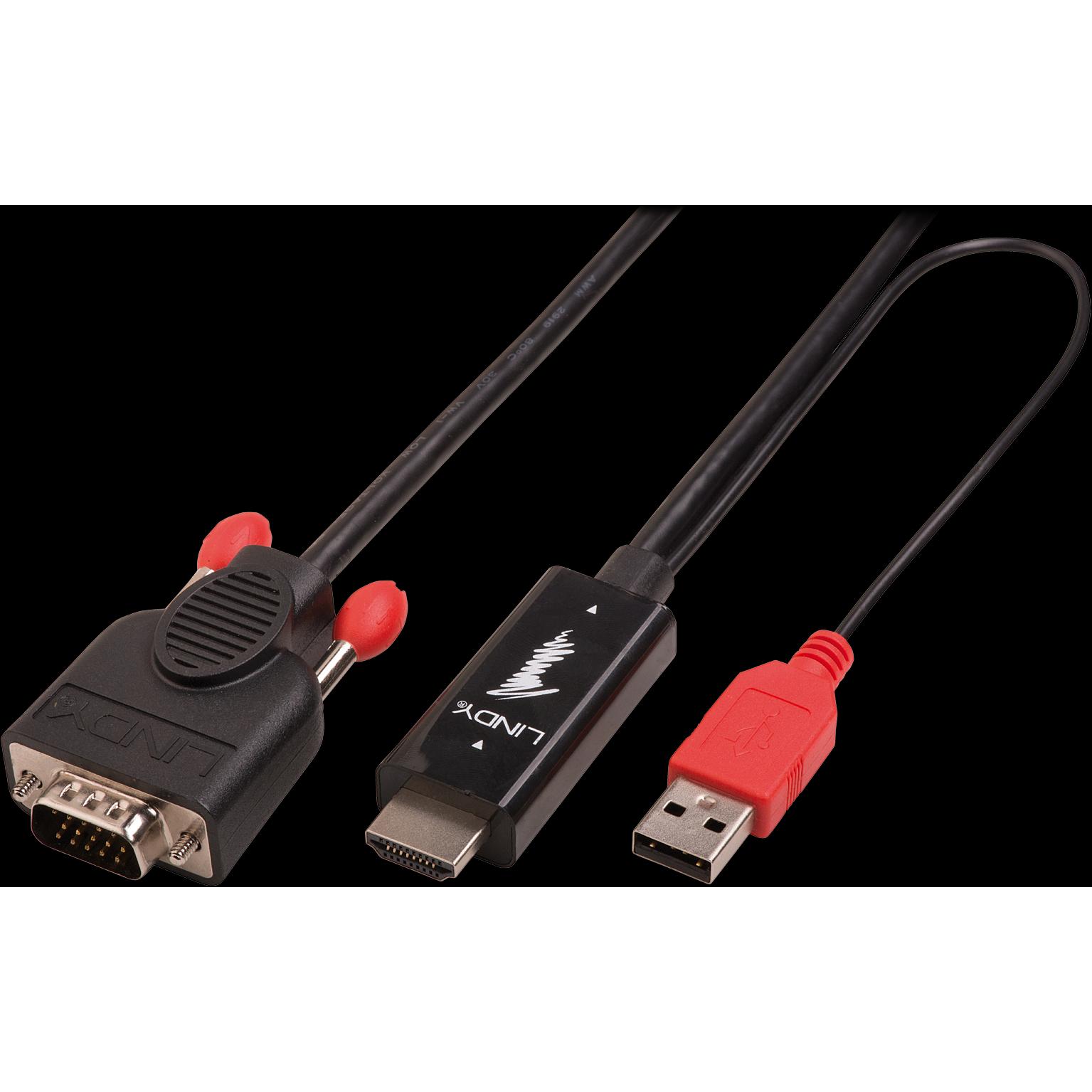 Lindy HDMI (Typ A) — VGA (2 m, VGA, HDMI), Video Kabel
