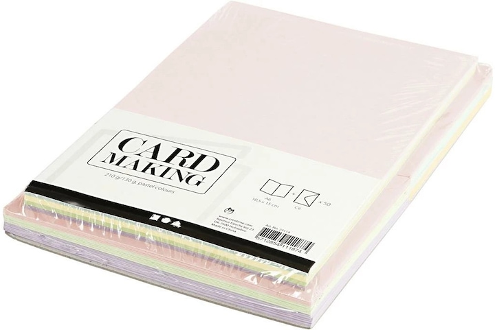 Actual product image Creativ Company Blank card and envelope 10.5 x 15 cm, 50 pieces, pastel (50 pcs.)