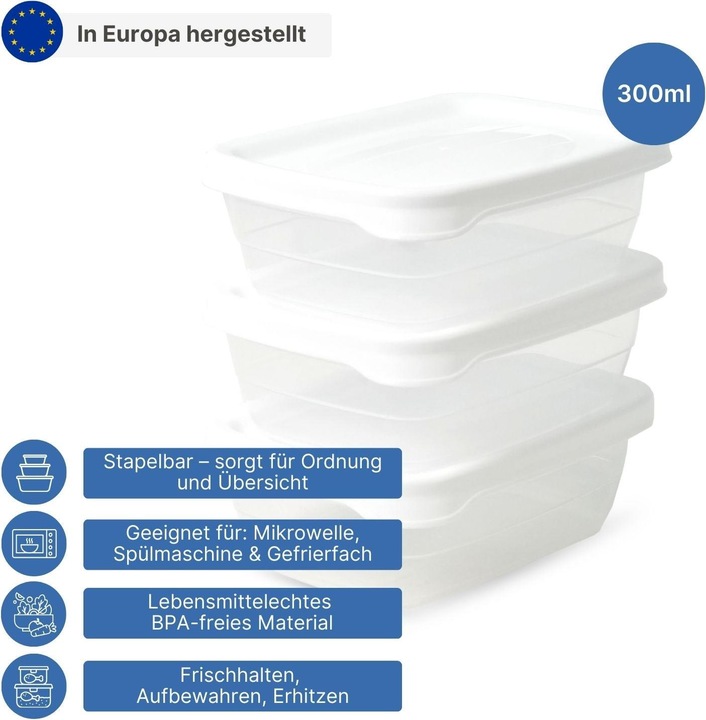 Produktbild Hobby 3er-Set Aufbewahrungsdosen Frischhaltedosen Vorratsdosen Stapeldosen (0.30 l)