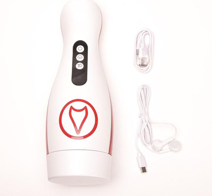 Image du produit Velvet Touch Cyberskin Vibrierender Saug-Masturbator, wiederaufladbar über USB, Weiss