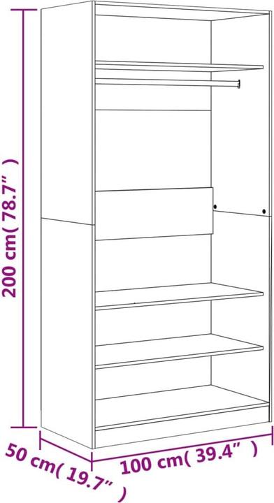 Image du produit vidaXL Kleiderschrank (100 x 50 x 200 cm)