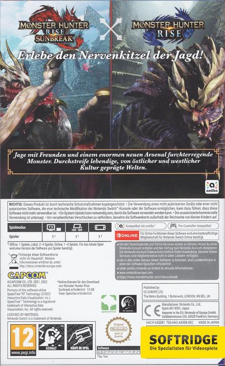 Image du produit Nintendo Monster Hunter Rise + Sunbreak Set (Switch, Multilingue)