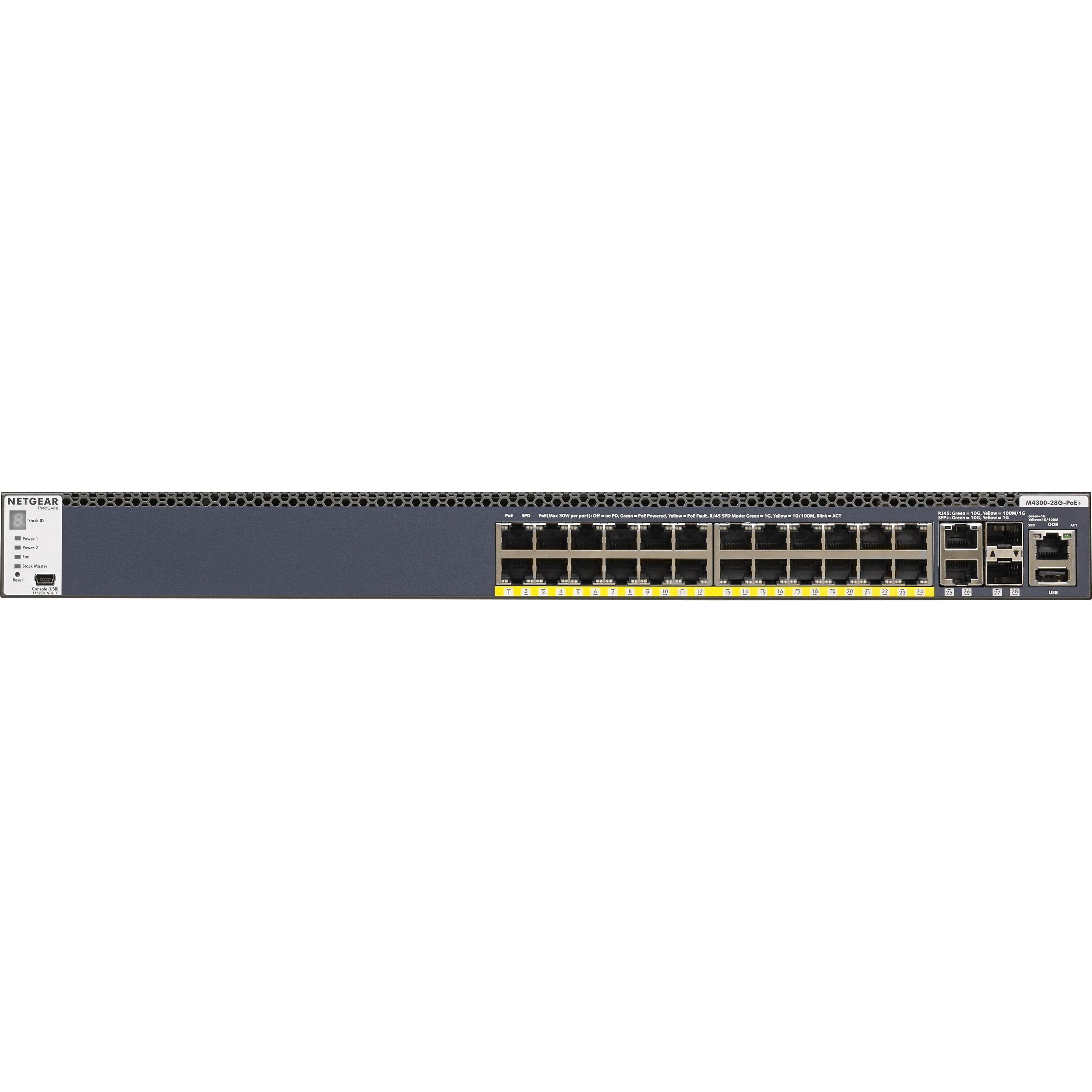 Netgear GSM4328PA: 24Port PoE+ Switch,4x10G (28 Ports), Netzwerk Switch, Schwarz