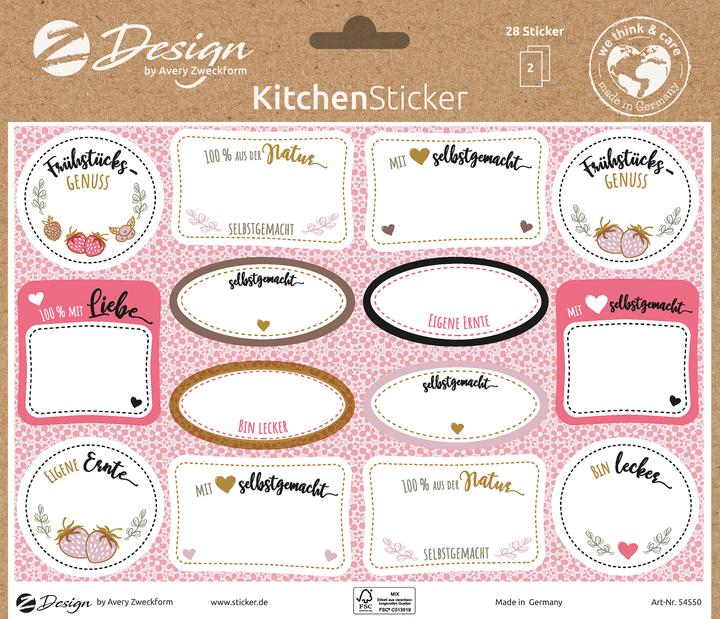 Actual product image Avery Motif Sticker A5 KITCHEN Homemade with Heart