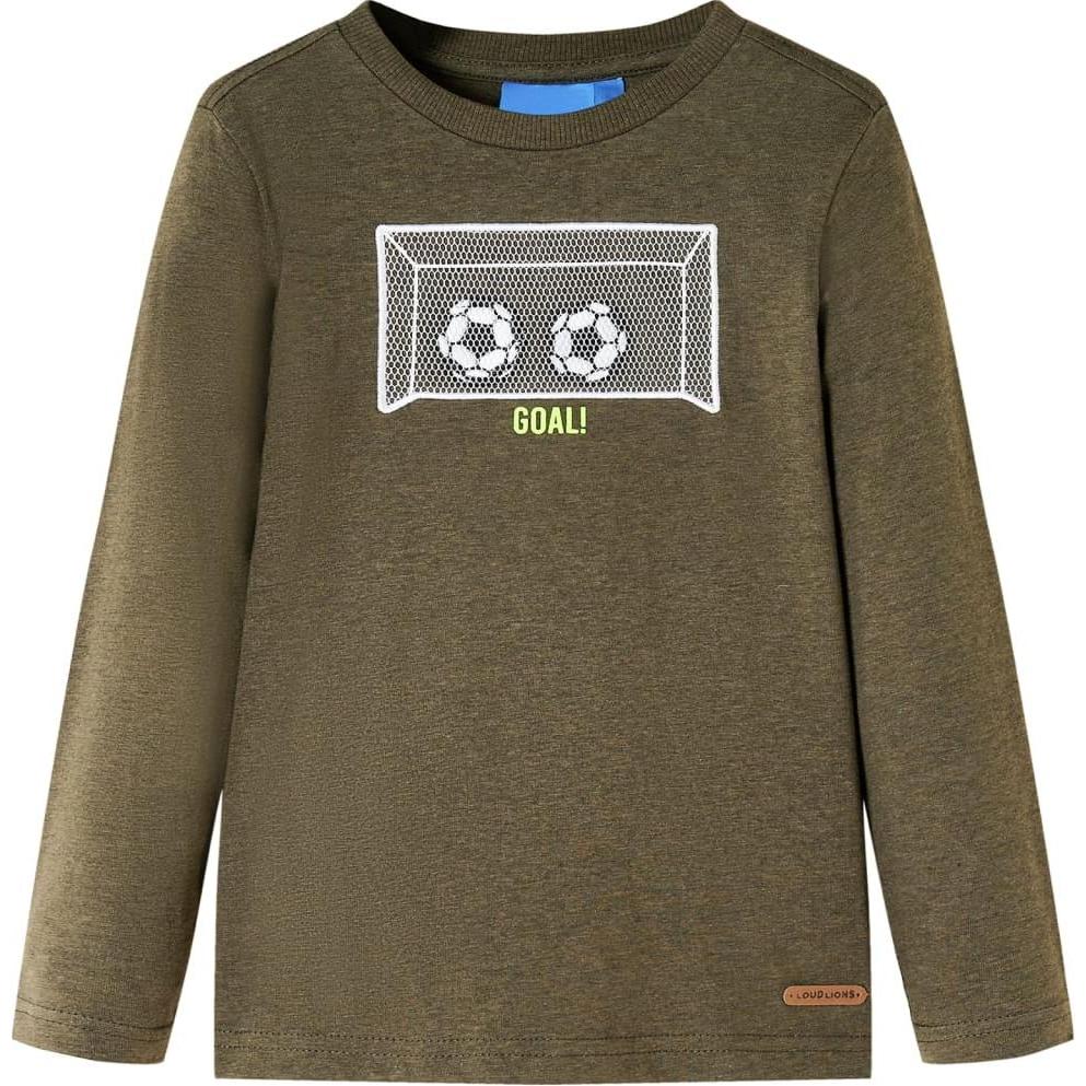 VidaXL, Jungen, Shirt, Kinder-Langarmshirt Khaki Melange 116,Material: 80, Grün, (116)