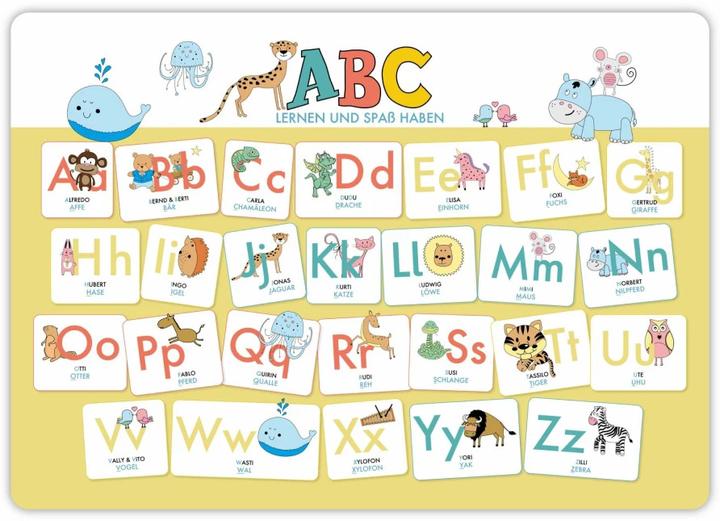 Hochwertiges ABC-Mini-Lernposter der Tiere (32,4 x 45,8 cm): Stabiler Karton, folienbeschichtet (Deutsch, Lisa Wirth, 2018)