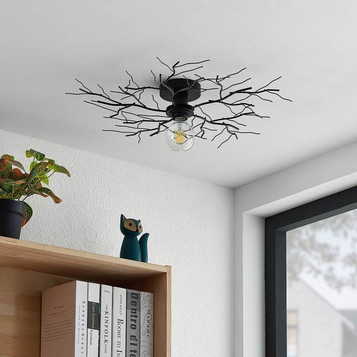 Image du produit Lindby Vetki plafonnier avec décor de branches, noir (E27)