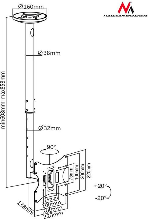 Produktbild Maclean MC-504B (Decke, 42", 30 kg)