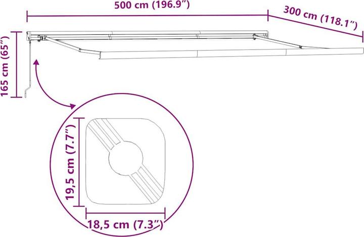 Actual product image vidaXL Einziehbare Markise (3.50 m)
