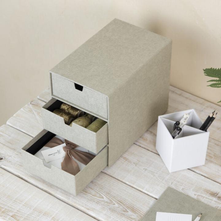 Produktbild Bigso INGRID Schubladenbox 3 Fächer Linnen Canvas