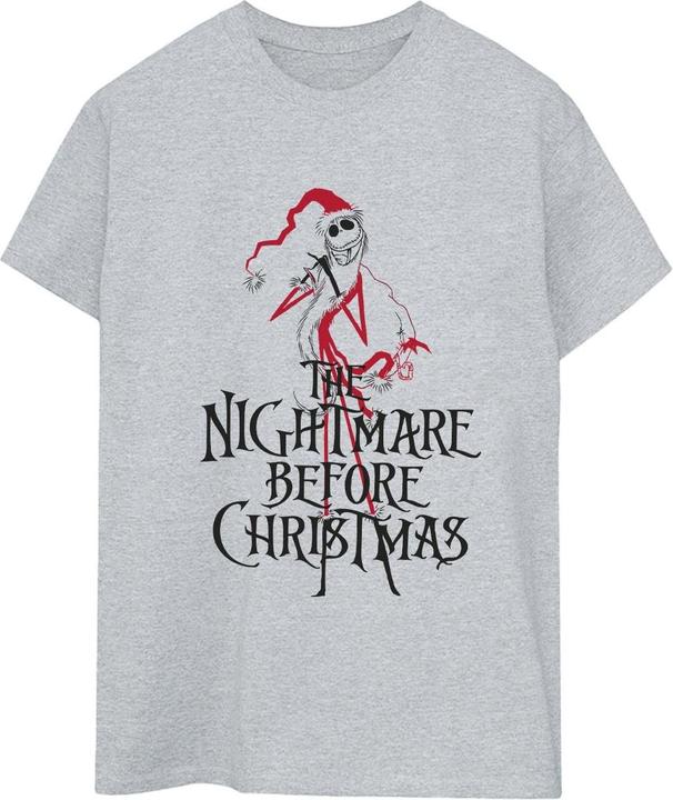 Actual product image Disney Womens/Ladies The Nightmare Before Christmas Santa Cotton Boyfriend T-Shirt (5XL)