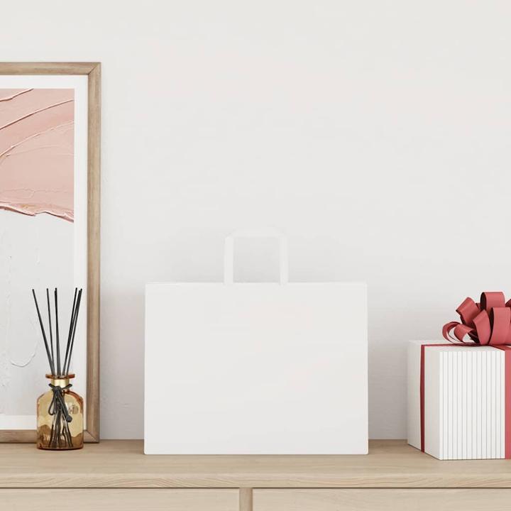 Immagine prodotto VidaXL Sacchetti di carta kraft 50 pezzi con manico bianchi 32x17x25 cm (Borsa da regalo, 50 x)