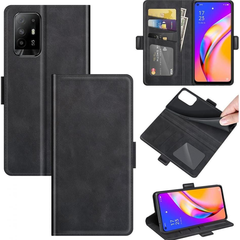 Thumbnail - Screenguard Oppo A94 5G CardLounge Lederhülle (Oppo A94 5G), Smartphone Hülle, Schwarz