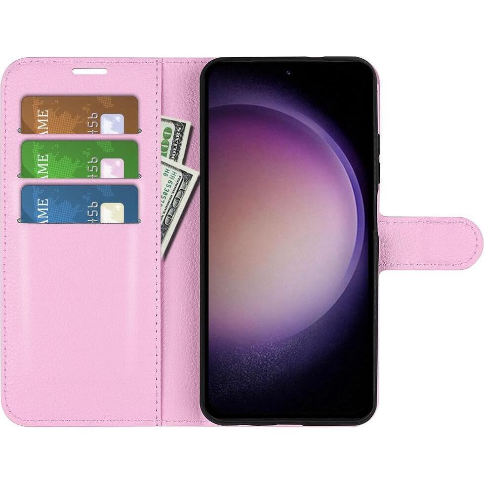 Thumbnail - Cover-Discount Galaxy S23 FE - Leder Etui Hülle rosa (Samsung Galaxy S23 FE), Smartphone Hülle, Rosa