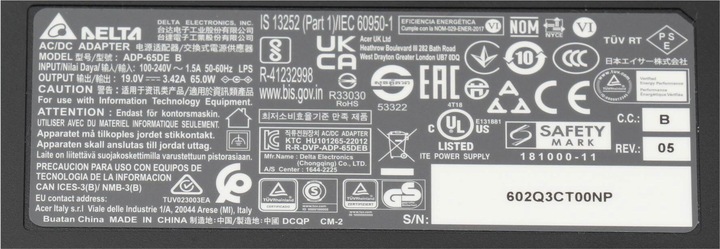 Actual product image Acer Kp.06501.002 (65 W)