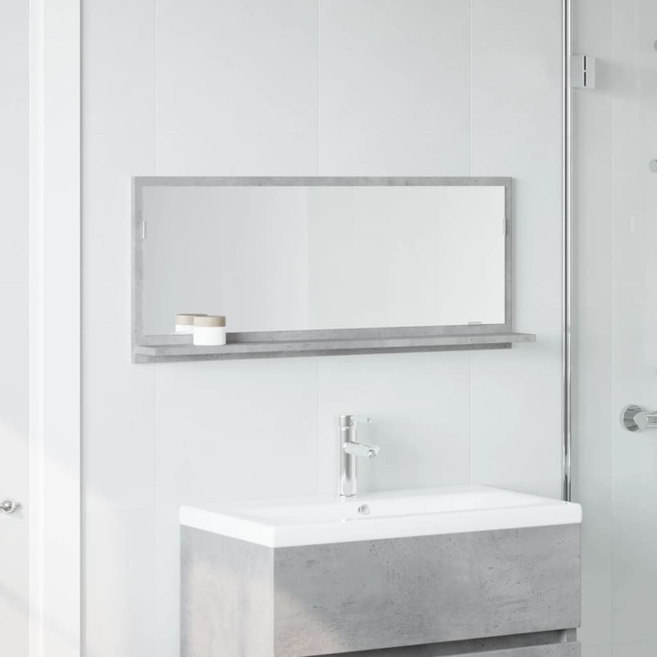 Produktbild VidaXL Badspiegel Wandspiegel Badezimmerspiegel Spiegel mit Ablage Betongrau