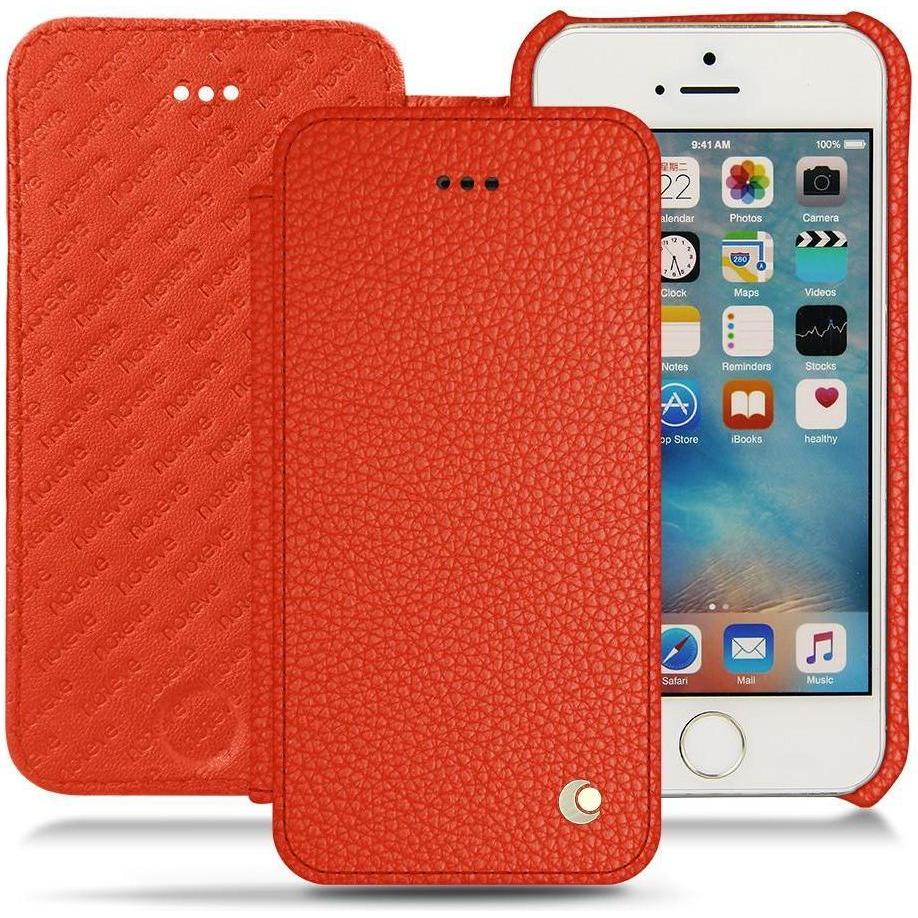 Noreve Lederschutzhülle horizontal (Apple iPhone SE), Smartphone Hülle, Orange