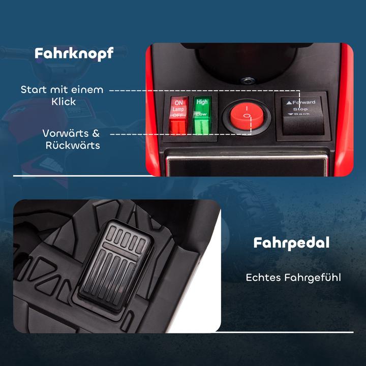 Image du produit Homcom Elektro-Quad Kunststoff, Metall Schwarz+Rot (12 V)