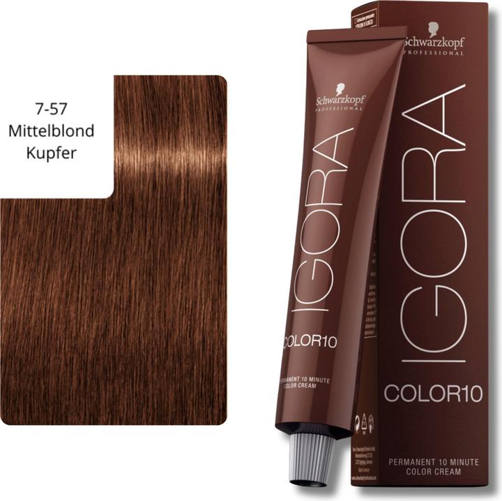 Image du produit Schwarzkopf Professional Igora Color 10 Permanent 10 Minute Color Cream (7-57 Cuivre blond moyen)