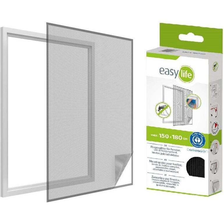 NoName, Zanzariera, MOSKITIERA OKNO 150X180 CZARNA POLIESTER+TAŚMA RZEP (150 x 180 cm)