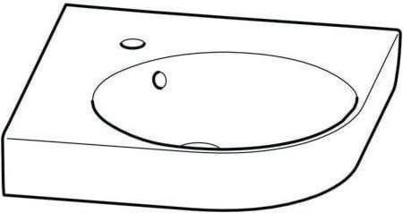 Produktbild Geberit Eckwaschtisch RENOVA COMPACT Schenkell. 50cm m HL mit Überlauf weiss (500 mm, 500 mm)