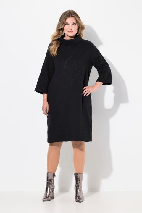 Produktbild Miamoda Sweatkleid, A-Linie, Blüten-Stickerei, Stehkragen (42)