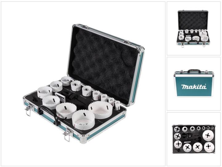 Actual product image Makita D-47307 Hole saw set 16 pieces (16, 19, 22, 25, 32, 35, 37, 44, 51, 57, 64, 68, 76 mm)