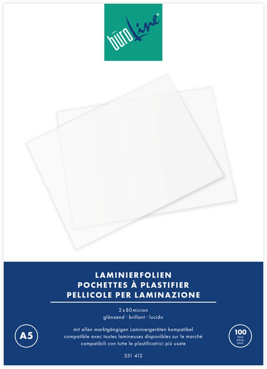 Immagine prodotto BüroLine Fogli di laminazione - standard (A5, 100 Pezzo/i, 80 µm)